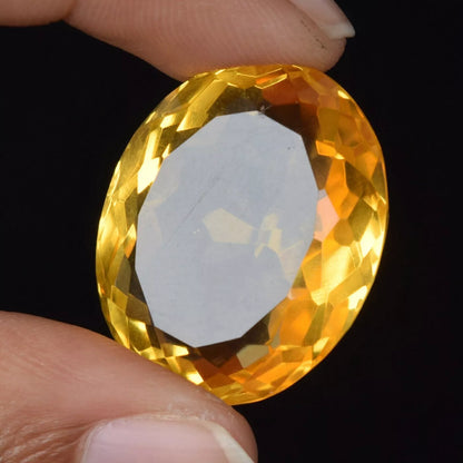 Natural GIE Certified 72.40 Ct Oval Cut Yellow Citrine Brazilian Loose Gemstone