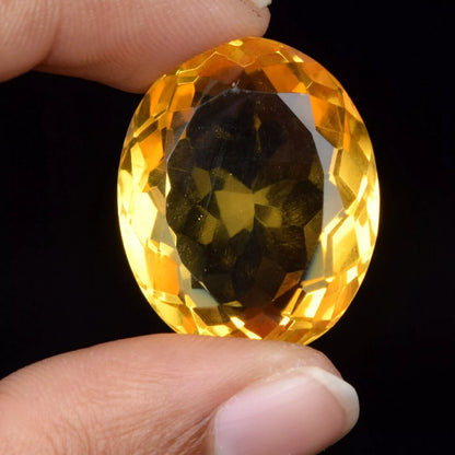 Natural GIE Certified 72.40 Ct Oval Cut Yellow Citrine Brazilian Loose Gemstone