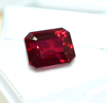 Emerald Cut 8 Ct Burmese Ruby Loose Gemstone Natural Red Ruby From Burma